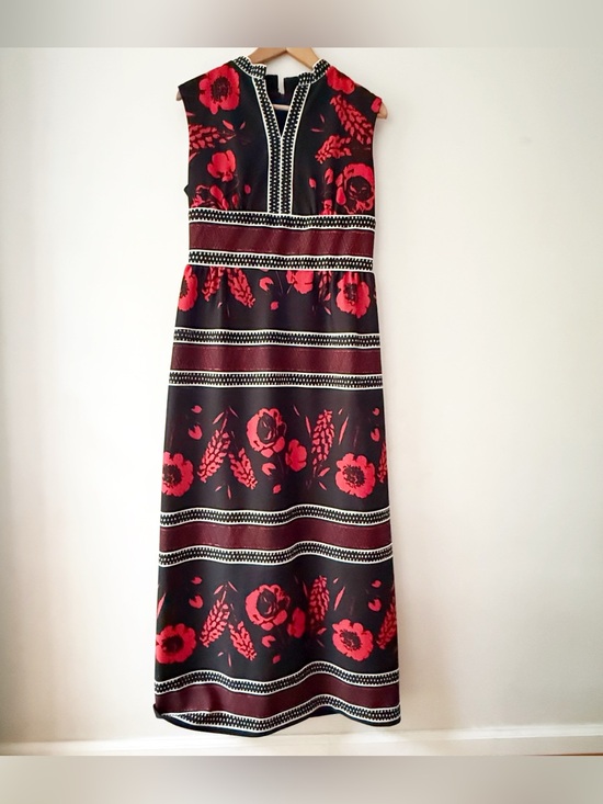Vintage Dresses & Skirts - Vintage Women 70s Floral Maxi Dress Dark Romance Hippie Boho Mod Retro Black Red
